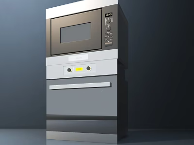 Modern Stainless Steel Kitchen Appliance With Microwave Oven Combination And Digital Control Panel 3d model