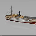 Classic Steamship Water Transport With Red White Hull Deck Windows And Chimney