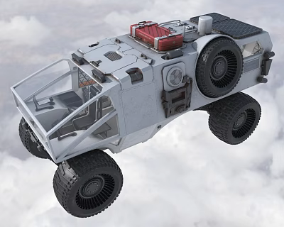 Futuristic Flying Car With Large Tires In Sky 3d model Futuristic Flying Car With Large Tires In Sky 3d model