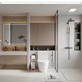 Modern Bathroom Interior Design With Vanity Mirror Toilet And Glass Shower Enclosure