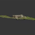Ancient Stone Fortress Ruin With Grass Covered Top In Green Grassland Area