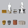 People Sitting On Stylish Stools With Multiple Colors And Modern Designs 3d model