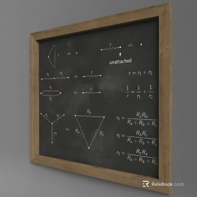 Chalkboard Wall Decor With Math Formulas And Geometric Shapes Design 3d model 