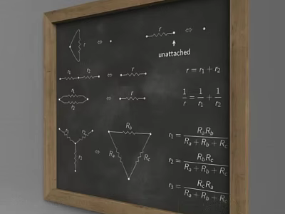 Chalkboard Wall Decor With Math Formulas And Geometric Shapes Design 3d model