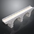 Detailed 3D Model of Stone Arch Bridge With Three Arches and Textured Surface