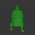Intricate Carved Lidded Sculpture Featuring Openwork Design Three Legs And Decorative Patterns