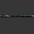 Fantasy Turquoise Glowing Battle Axe With Ornate Handle And Decorative Crystals