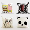 Cute Decorative Pillows with Cartoon Characters Animal Designs and Letter Print