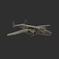 Vintage Fighter Jet 3D Model With Camouflage Paint Twin Wings And Dark Background