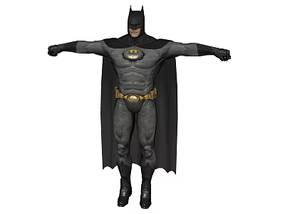 Batman Game Movie Character in Detailed Costume with Cape and Bat Symbol 3d model
