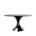 Round Black Dining Table With Modern Streamlined Pedestal Base Design 3d model