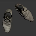 Grey Old Worn Pair of Boots Placed On Black Reflective Surface