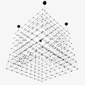 Geometric Chandelier Design with Interconnected Grid Lines and Black Spherical Bulbs