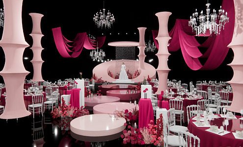 Modern Wedding Scene Rose Red Wedding 3d model