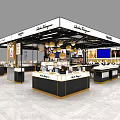 Elegant Luxury Boutique Store With Glass Display Counters Chandeliers And Marble Floor
