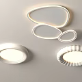 Illuminated Ceiling Lights Different Designs Round Three Irregular Shapes Wavy Edge On Light Wall 3d model