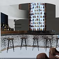 Modern Bar Interior Design With Soft Lighting Long Table Comfortable Seats And Bar Counter
