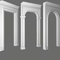 White Architectural Components Including Door Frames Arches And Columns With Decorative Carved Details 3d model