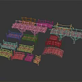 Pink Scene Components Collection Featuring Various Bridges And Platforms Design