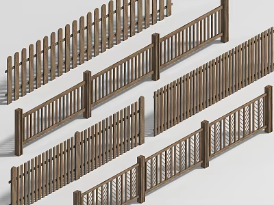 Wooden Garden Fences With Various Designs And Decorative Patterns For Outdoor Use 3d model