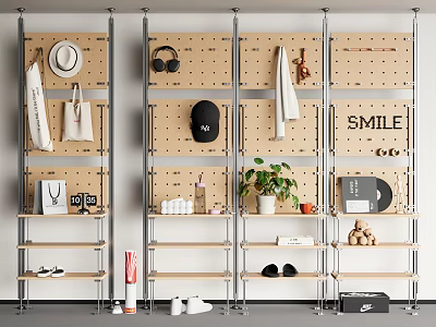 Modern Storage Rack Aluminum Profile Storage Rack Shoe Rack Hole Board Optical Axis 3d model