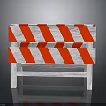 Red And White Striped Construction Barrier With Reflective Strips For Road Warning
