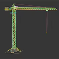 Yellow Construction Tower Crane With Lattice Tower Structure Extended Boom And Stable Base 3d model