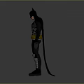 A man wearing Batman costume with bat mask black cape and yellow utility belt