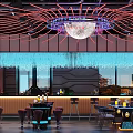 Modern Bar Interior With Neon Gradient Lighting Stocked Bottle Shelves And High Stools 3d model