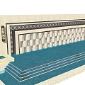 Decorative Feature Wall Design With Front Pool And Geometric Stone Patterns 3d model