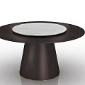 Round Modern Dining Table With White Marble Top And Dark Conical Base With Gold Trim 3d model