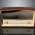 Red Vintage Electronic Radio With Golden Frame Front Knobs And Control Buttons