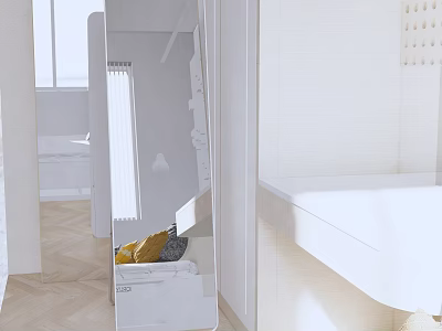 Modern White Bathroom Mirror With Wall Mounted Vanity And Towel Decor 3d model
