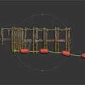 Weathered Wooden Dock With Weathered Planks Wooden Posts Ropes And Red Buoys