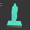 3D Model of Knight in Armor Holding Shield on Marble Base