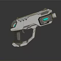 Futuristic Sci Fi Weapon With White Gray Body And Blue Glowing Accents
