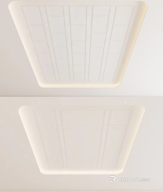 Modern Minimalist Ceiling Design With Linear Patterns And Recessed Lights 3d model 
