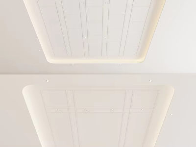 Modern Minimalist Ceiling Design With Linear Patterns And Recessed Lights 3d model