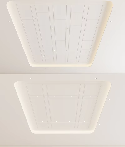 Modern Minimalist Ceiling Design With Linear Patterns And Recessed Lights 3d model