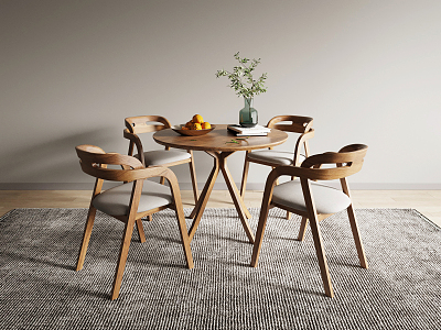 Nordic Casual Table and Chair Combination Solid Wood Table and Chair model