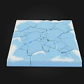 Blue Square Object With Cracked Surface And White Cloud Like Patterns
