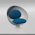 Modern Bar Stool With White Frame And Blue Cushion Stylish Design 3d model
