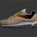 Nike Air Max Sneakers With Beige Orange Blue Upper Green Laces And Air Cushion Sole