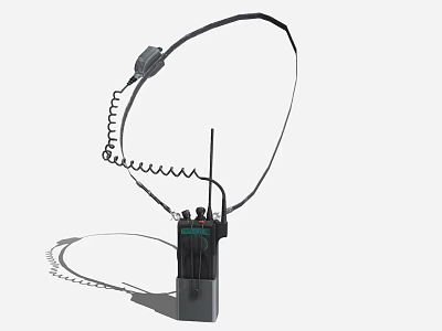 Black Portable Walkie Talkie with Antenna Coiled Earphone Cord and Compact Design 3d model