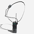 Black Portable Walkie Talkie with Antenna Coiled Earphone Cord and Compact Design