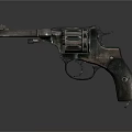 Vintage Revolver With Metal Texture And Worn Design For Still Life
