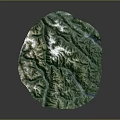 Detailed Realistic Natural Terrain Model With Green Mountains Rivers And Lush Vegetation