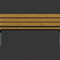 Wooden Bench With Yellow Slats And Metal Support Legs For Outdoor Use