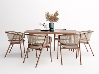 Nordic Dining Table and Chair Combination 3d model