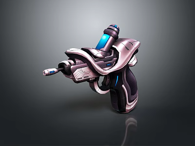 Futuristic Sci-Fi Weapon Handgun with Modern Design and Blue Glowing Components 3d model